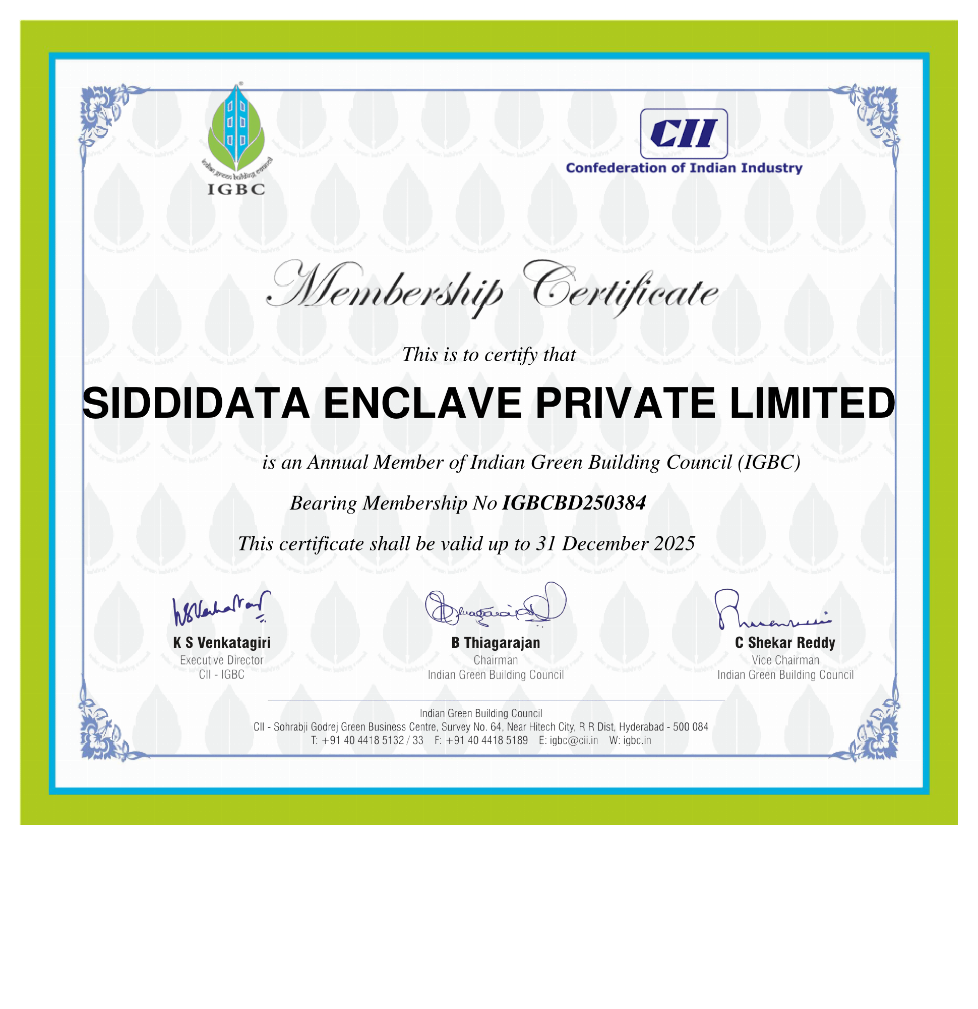Windfields Certificate